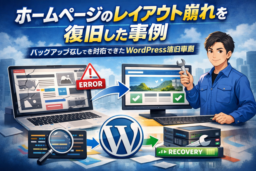 ホームページの修正や復旧事例